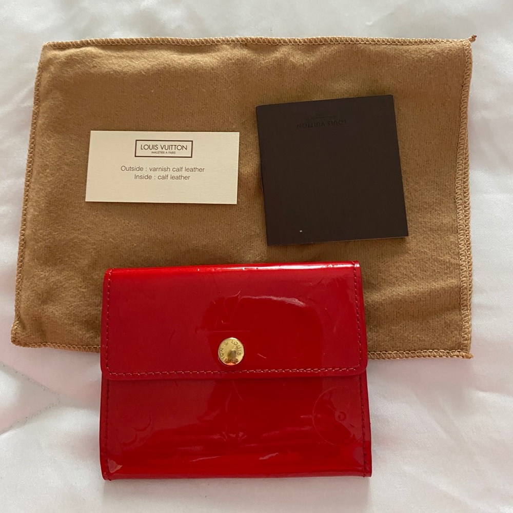 Authentic Louis Vuitton Red Vernis Small Wallet